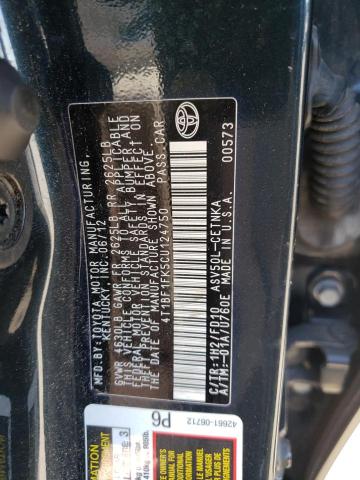 Photo 10 from auction – 2012 TOYOTA CAMRY BASE with VIN 4T1BF1FK5CU124750