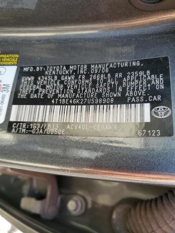 Photo 10 from auction – 2007 TOYOTA CAMRY CE L with VIN 4T1BE46K27U598908