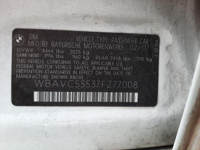 Photo 10 from auction – 2007 BMW 328 I SULE with VIN WBAVC53537FZ77008