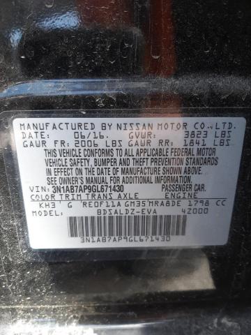 Photo 10 from auction – 2016 NISSAN SENTRA S with VIN 3N1AB7AP9GL671430