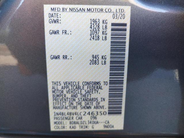 Photo 10 from auction – 2020 NISSAN ALTIMA S with VIN 1N4BL4BV4LC246350