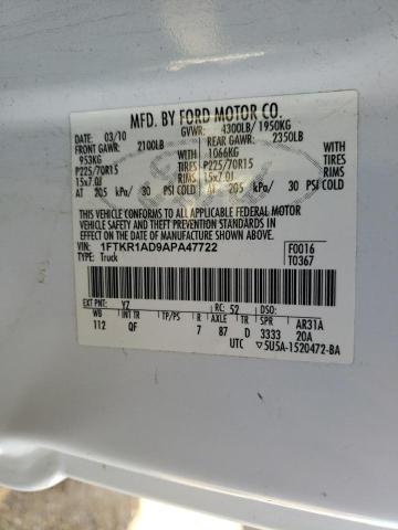 Foto 10 de la subasta – 2010 FORD RANGER con VIN 1FTKR1AD9APA47722