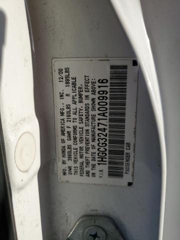 Photo 10 from auction – 2001 HONDA ACCORD LX with VIN 1HGCG32471A009916