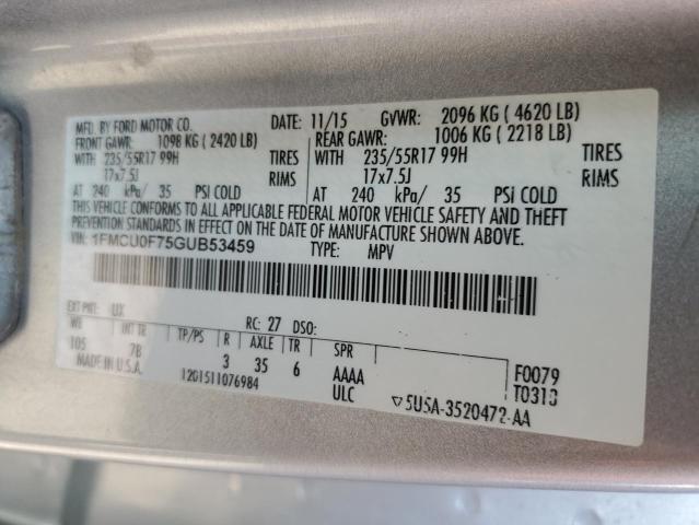 Photo 10 from auction – 2016 FORD ESCAPE S with VIN 1FMCU0F75GUB53459