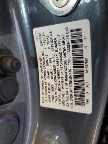 Photo 10 from auction – 2013 HONDA CIVIC LX with VIN 2HGFB2F57DH597136