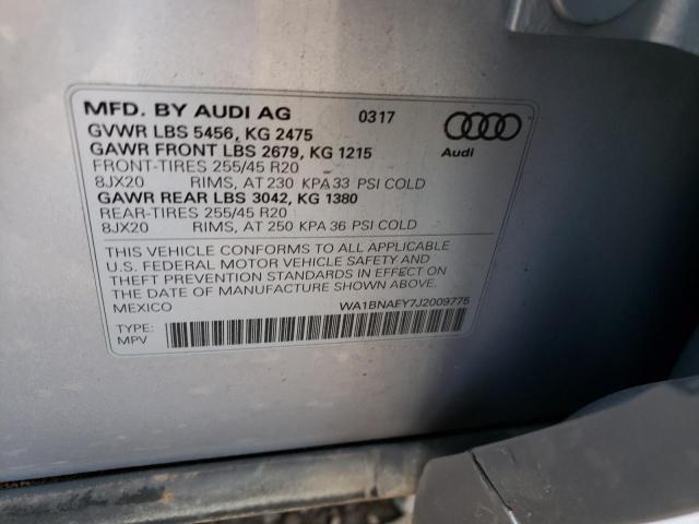 Photo 10 from auction – 2018 AUDI Q5 PREMIUM with VIN WA1BNAFY7J2009775