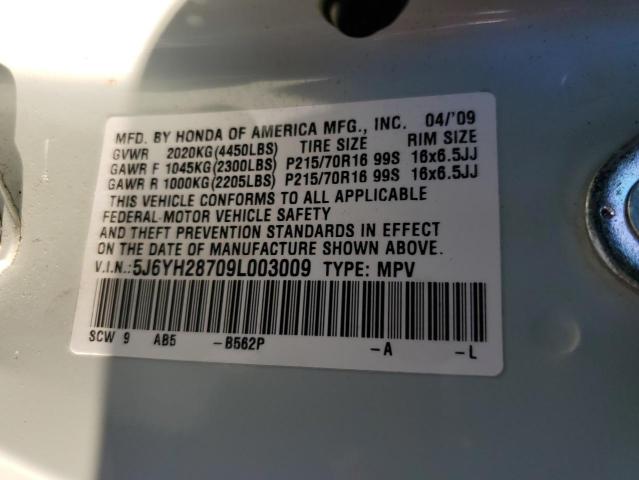 Photo 10 from auction – 2009 HONDA ELEMENT EX with VIN 5J6YH28709L003009