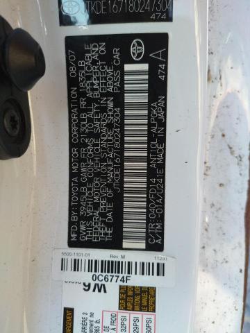 Photo 10 from auction – 2008 TOYOTA SCION TC with VIN JTKDE167180247304