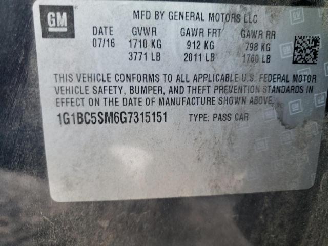 Photo 10 from auction – 2016 CHEVROLET CRUZE with VIN 1G1BC5SM6G7315151