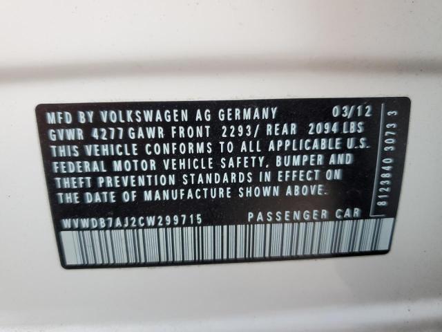 Photo 10 from auction – 2012 VOLKSWAGEN GOLF with VIN WVWDB7AJ2CW299715