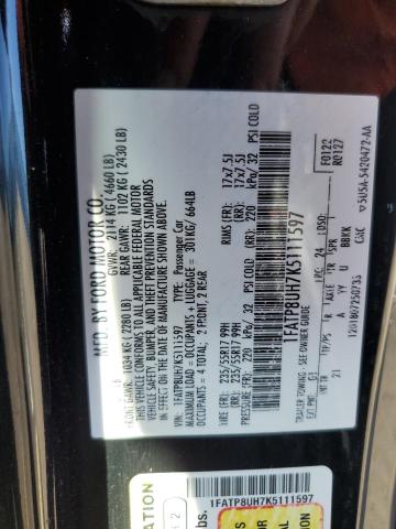 Photo 10 from auction – 2019 FORD MUSTANG with VIN 1FATP8UH7K5111597
