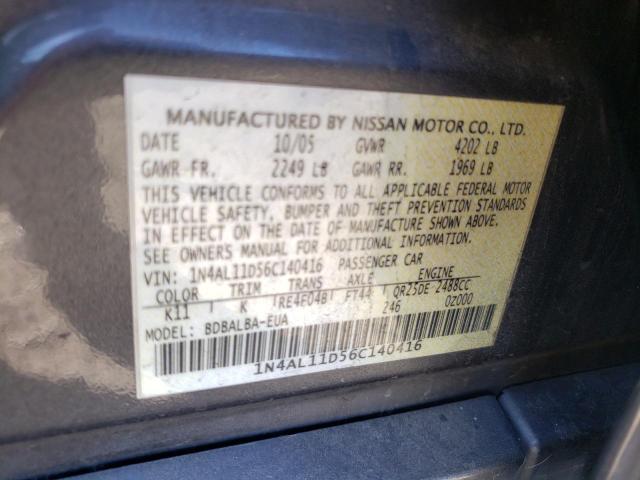 Photo 10 from auction – 2006 NISSAN ALTIMA S with VIN 1N4AL11D56C140416