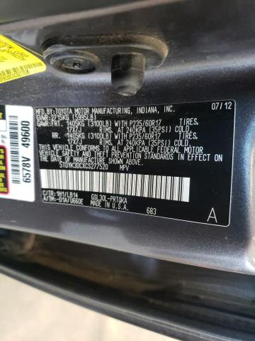 Photo 10 from auction – 2012 TOYOTA SIENNA XLE with VIN 5TDYK3DCXCS277520