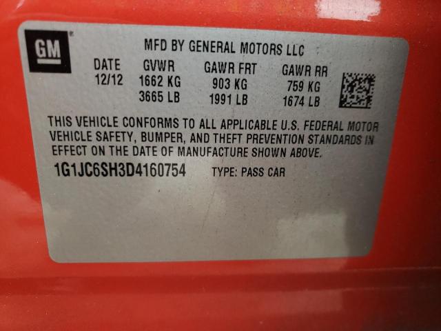 Photo 10 from auction – 2013 CHEVROLET SONIC LT with VIN 1G1JC6SH3D4160754