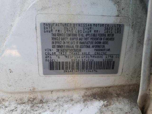 Photo 10 from auction – 2017 NISSAN SENTRA S with VIN 3N1AB7AP7HY356596