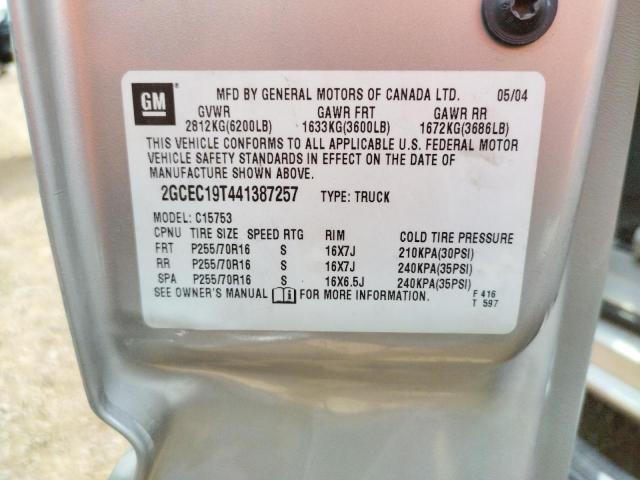 Photo 10 from auction – 2004 CHEVROLET SILVERADO with VIN 2GCEC19T441387257