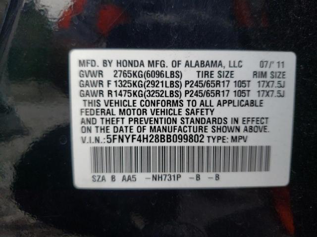 Photo 10 from auction – 2011 HONDA PILOT LX with VIN 5FNYF4H28BB099802
