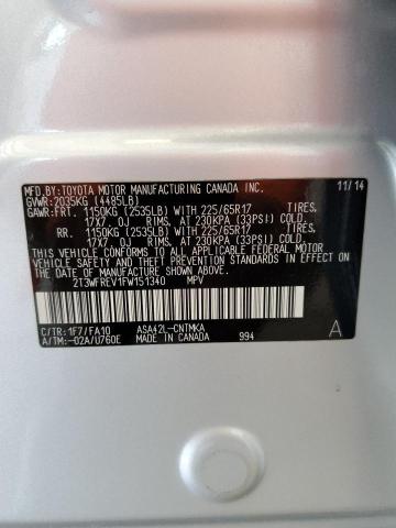 Photo 10 from auction – 2015 TOYOTA RAV4 XLE with VIN 2T3WFREV1FW151340