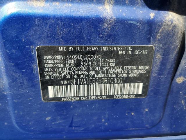 Photo 10 from auction – 2017 SUBARU WRX PREMIU with VIN JF1VA1E62H9810300