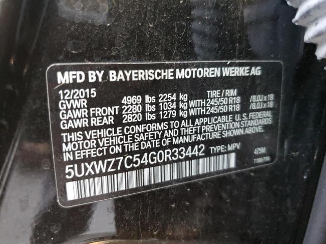 Photo 10 from auction – 2016 BMW X3 SDRIVE2 with VIN 5UXWZ7C54G0R33442