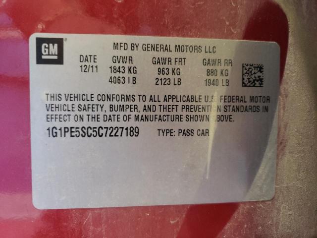 Photo 10 from auction – 2012 CHEVROLET CRUZE with VIN 1G1PE5SC5C7227189