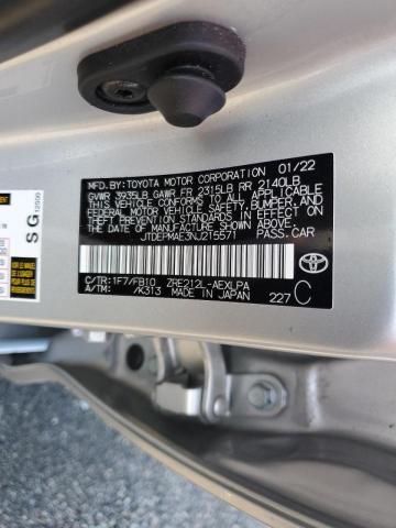 Photo 10 from auction – 2022 TOYOTA COROLLA LE with VIN JTDEPMAE3NJ215571