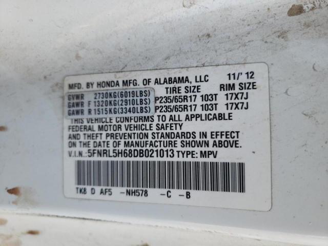 Photo 10 from auction – 2013 HONDA ODYSSEY EX with VIN 5FNRL5H68DB021013