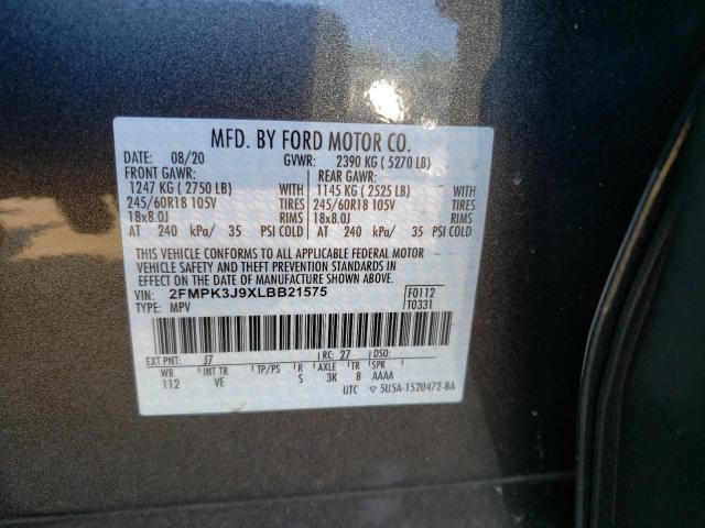Photo 10 from auction – 2020 FORD EDGE SEL with VIN 2FMPK3J9XLBB21575