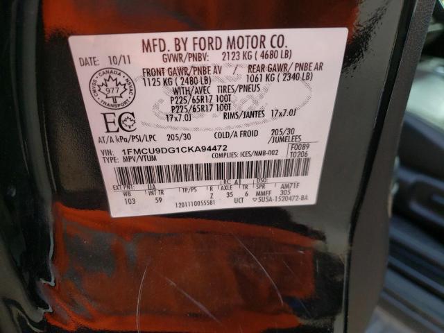 Photo 10 from auction – 2012 FORD ESCAPE XLT with VIN 1FMCU9DG1CKA94472