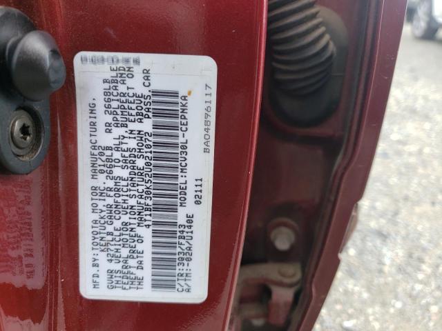 Photo 10 from auction – 2002 TOYOTA CAMRY LE with VIN 4T1BF30K52U021072