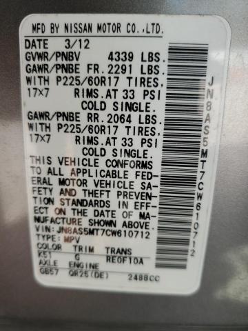 Photo 10 from auction – 2012 NISSAN ROGUE S with VIN JN8AS5MT7CW610712