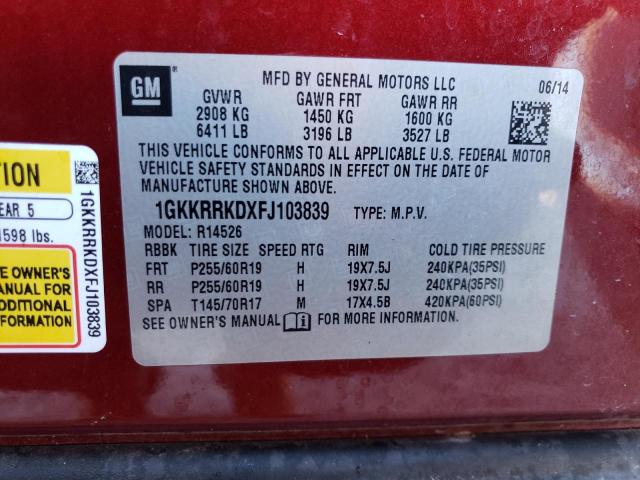Photo 10 from auction – 2015 GMC ACADIA SLT with VIN 1GKKRRKDXFJ103839