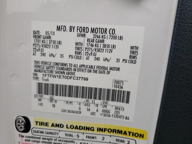 Photo 10 from auction – 2013 FORD F150 SUPER with VIN 1FTFW1ET0DFC37799