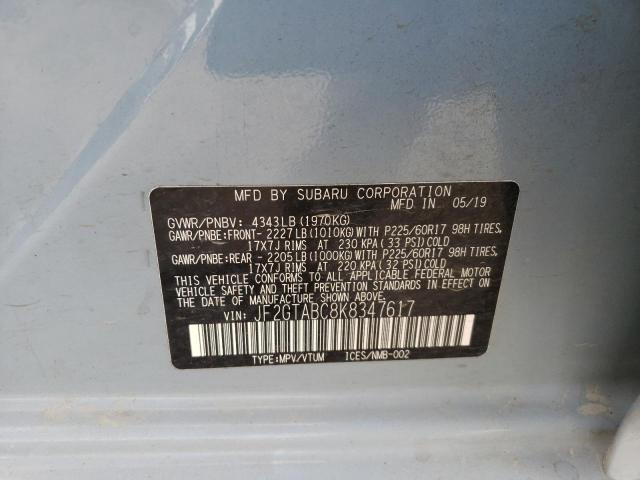 Photo 10 from auction – 2019 SUBARU CROSSTREK with VIN JF2GTABC8K8347617