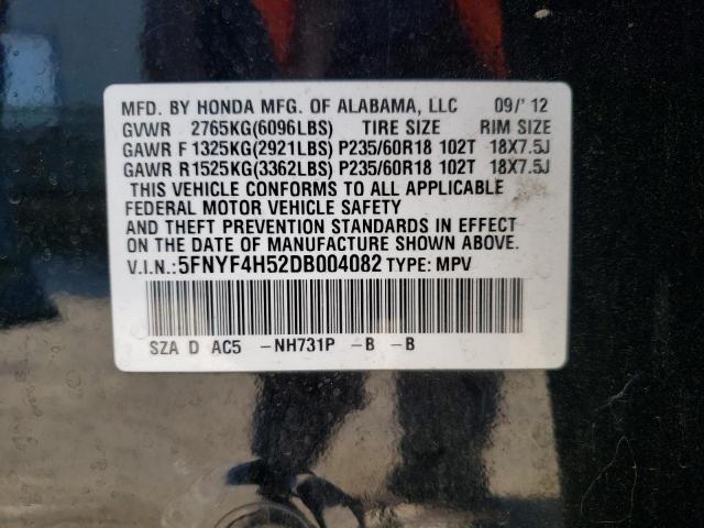 Photo 10 from auction – 2013 HONDA PILOT EXL with VIN 5FNYF4H52DB004082