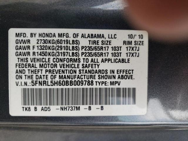 Photo 10 from auction – 2011 HONDA ODYSSEY EX with VIN 5FNRL5H60BB009788