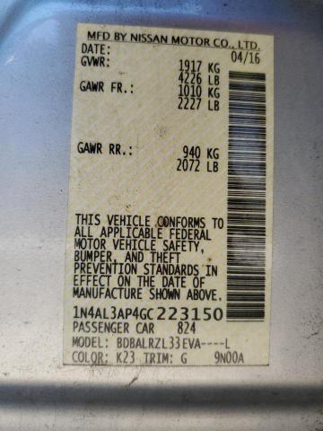 Photo 10 from auction – 2016 NISSAN ALTIMA 2.5 with VIN 1N4AL3AP4GC223150