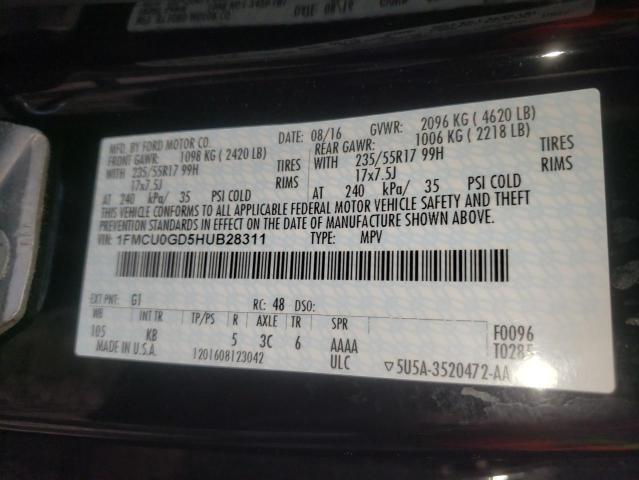 Photo 10 from auction – 2017 FORD ESCAPE SE with VIN 1FMCU0GD5HUB28311