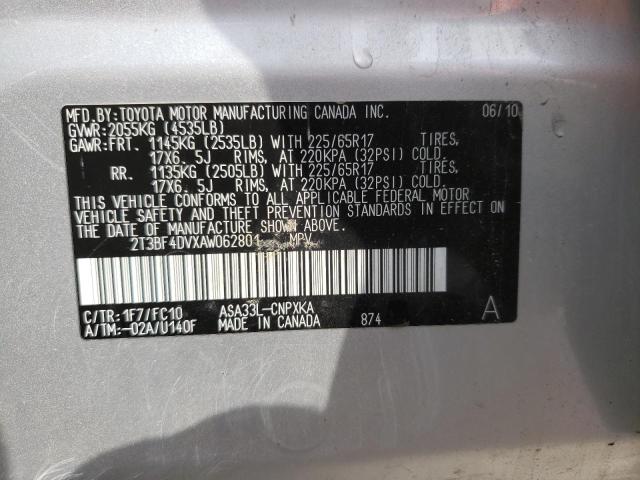 Photo 10 from auction – 2010 TOYOTA RAV4 with VIN 2T3BF4DVXAW062801