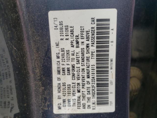 Photo 10 from auction – 2013 HONDA ACCORD LX with VIN 1HGCR2F32DA181815