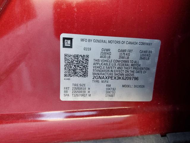 Photo 10 from auction – 2019 CHEVROLET EQUINOX PR with VIN 2GNAXPEX3K6209796