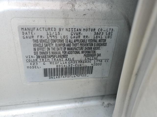 Photo 10 from auction – 2015 NISSAN SENTRA S with VIN 3N1AB7AP5FL692922