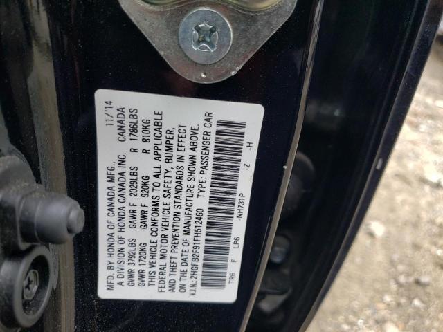 Photo 10 from auction – 2015 HONDA CIVIC EXL with VIN 2HGFB2F91FH512460