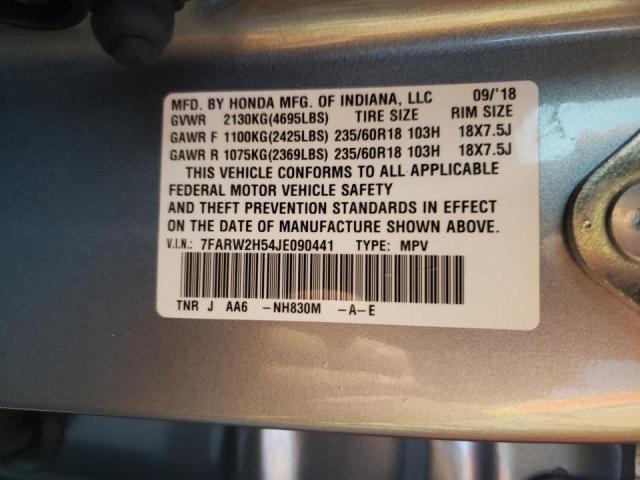 Photo 10 from auction – 2018 HONDA CR-V EX with VIN 7FARW2H54JE090441