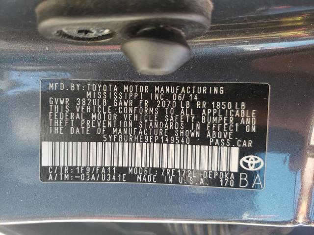 Photo 10 from auction – 2014 TOYOTA COROLLA L with VIN 5YFBURHE9EP149540