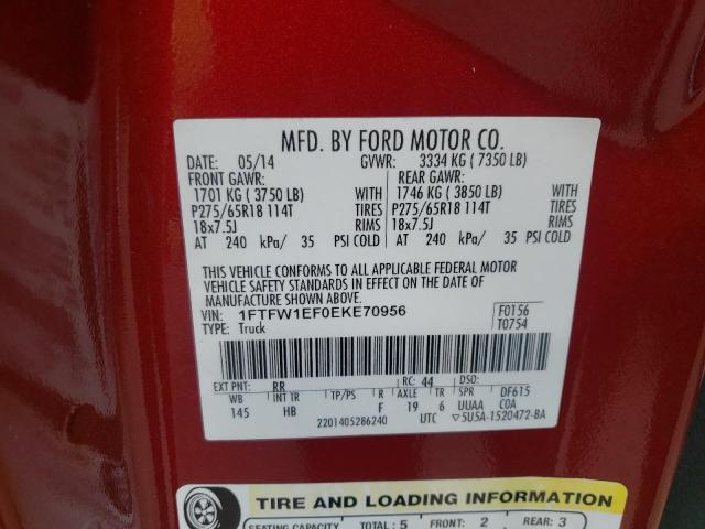 Photo 10 from auction – 2014 FORD F150 SUPER with VIN 1FTFW1EF0EKE70956