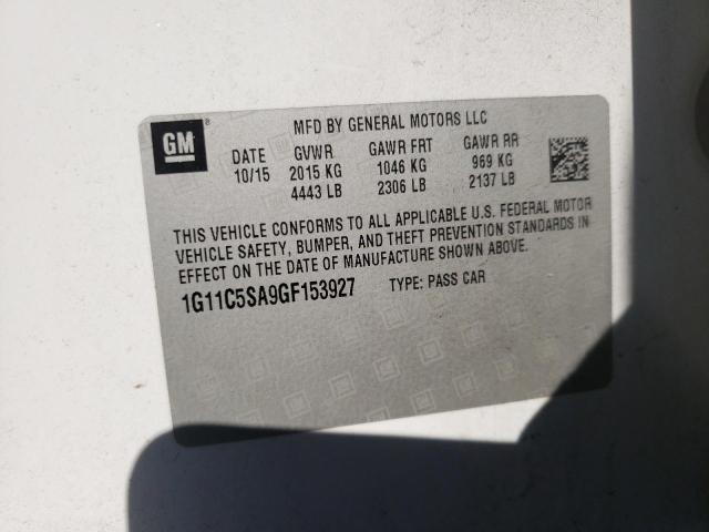 Photo 10 from auction – 2016 CHEVROLET MALIBU LIM with VIN 1G11C5SA9GF153927