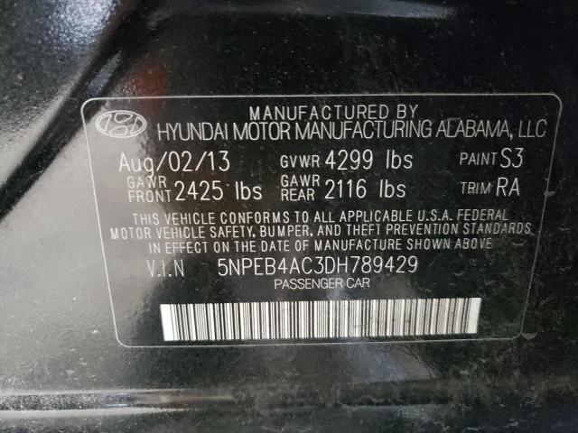 Photo 10 from auction – 2013 HYUNDAI SONATA GLS with VIN 5NPEB4AC3DH789429