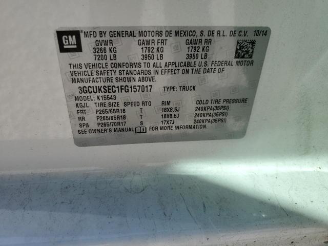 Photo 10 from auction – 2015 CHEVROLET SILVERADO with VIN 3GCUKSEC1FG157017