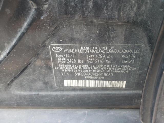 Photo 10 from auction – 2012 HYUNDAI SONATA GLS with VIN 5NPEB4AC4CH419069